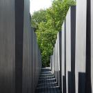 Between the stelae at the Berlin Holocaust Memorial