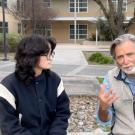 two people talk